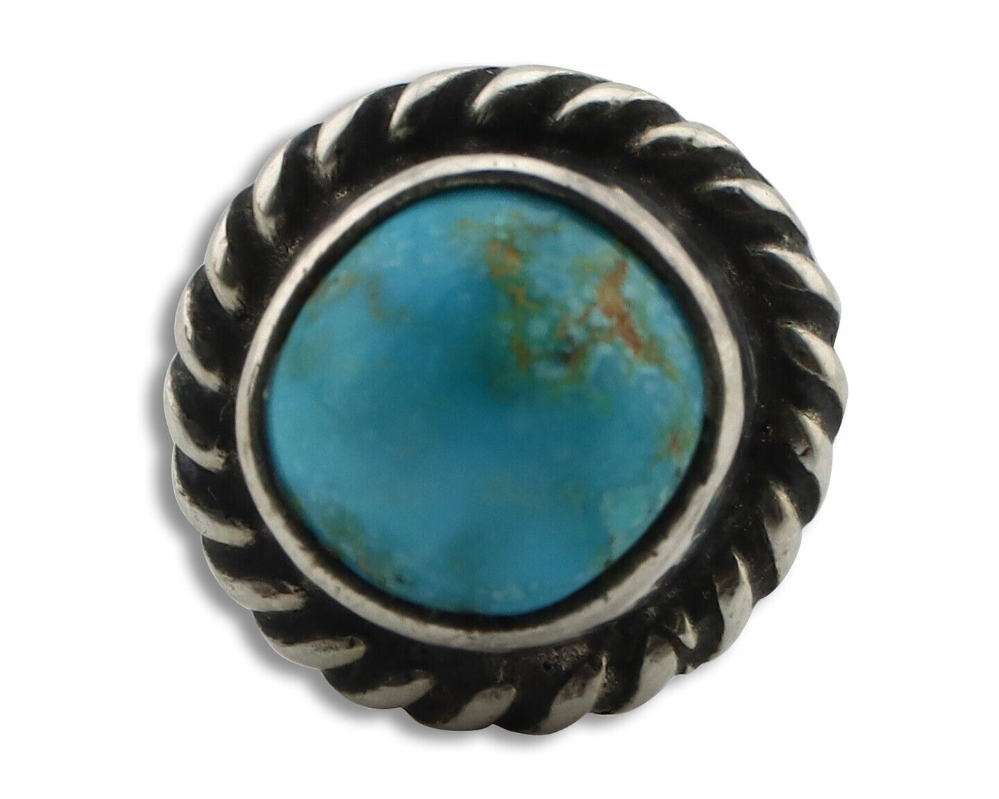 Navajo Tie Tack 925 Silver Natural Mined Turquoise Native American Artist C.80's