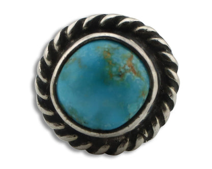 Navajo Tie Tack 925 Silver Natural Mined Turquoise Native American Artist C.80's