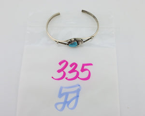 Navajo Bracelet 925 Silver Sleeping Beauty Turquoise Native American Artist C80s