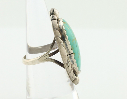 Navajo Ring 925 Silver Natural Spiderweb Turquoise Native American Artist C.80's