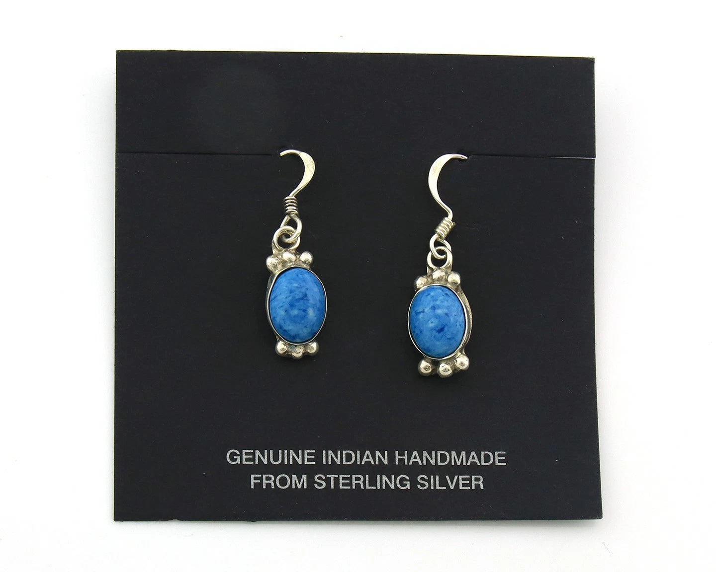 Navajo Dangle Earrings Sterling Silver Lapis Native American Artist