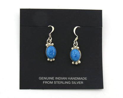 Navajo Dangle Earrings Sterling Silver Lapis Native American Artist