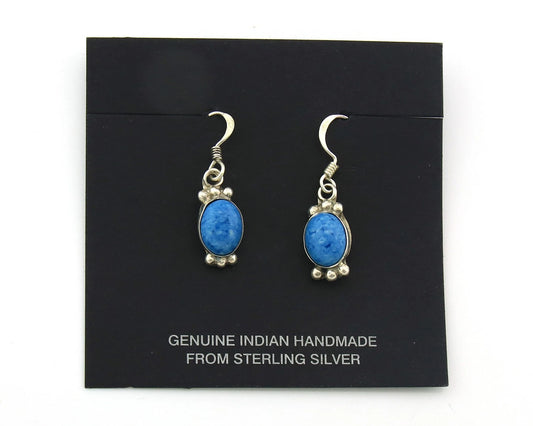 Navajo Dangle Earrings Sterling Silver Lapis Native American Artist