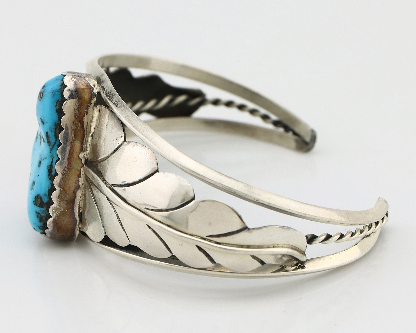 Navajo Bracelet 925 Silver Sleeping Beauty Turquoise Native American Artist C80s
