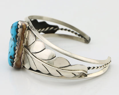 Navajo Bracelet 925 Silver Sleeping Beauty Turquoise Native American Artist C80s