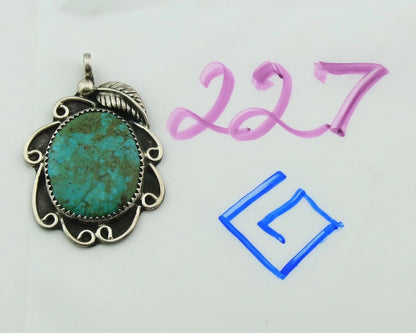 Navajo Pendant 925 Sterling Silver Natural Turquoise Vintage Artist Signed JR