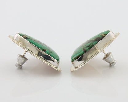 Navajo Shield Earrings 925 Silver Natural Turquoise Artist Signed M.S. C.80's