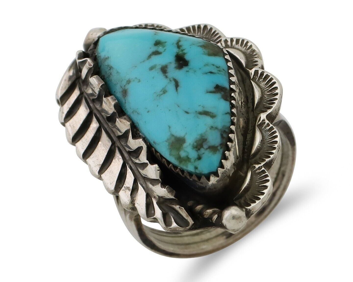 Navajo Handmade Ring 925 Silver Kingman Turquoise Artist Signed Benny M C.80's