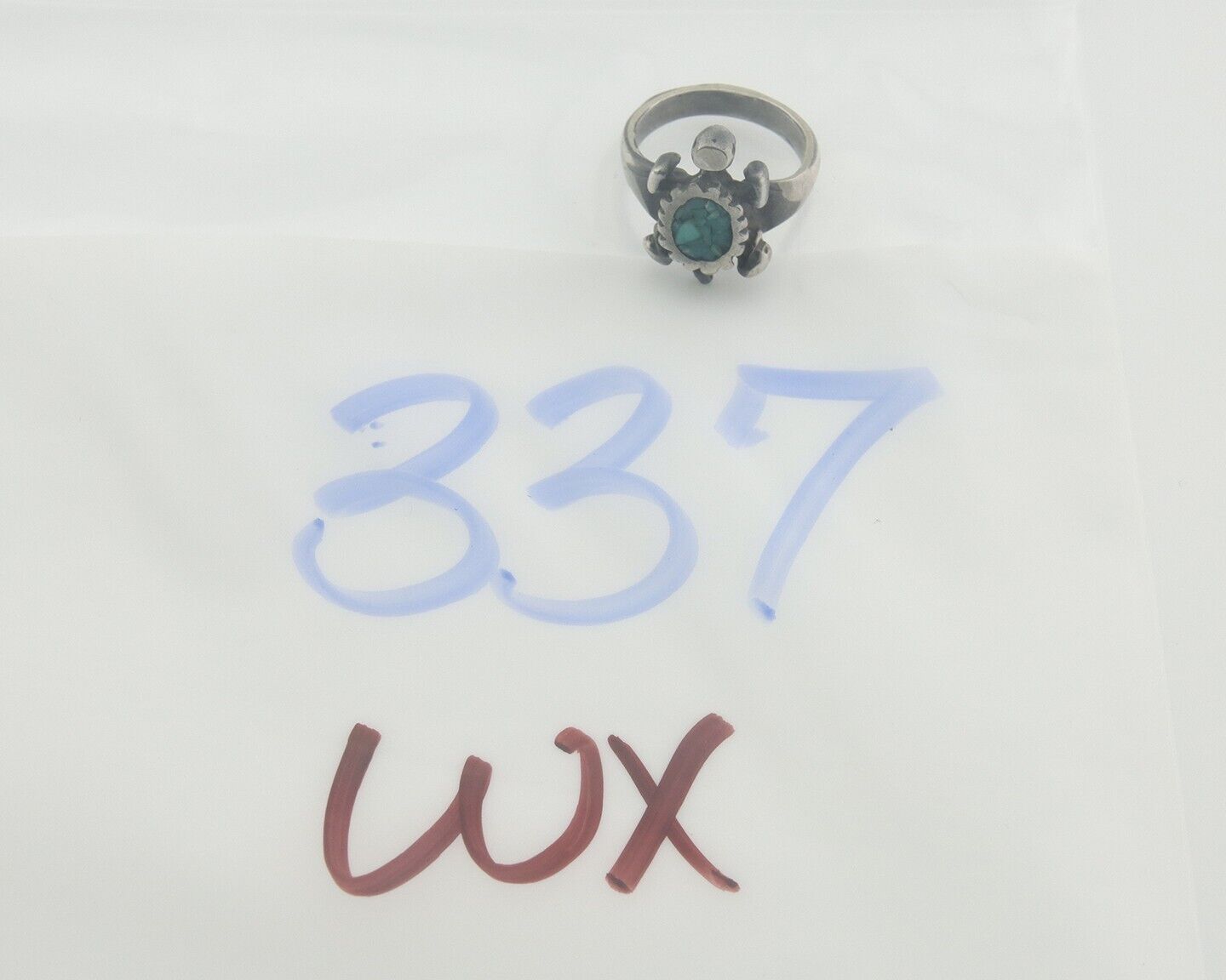 Navajo Toe Ring 925 Silver Inlaid Turtle Turquoise C.80's Size 1.5