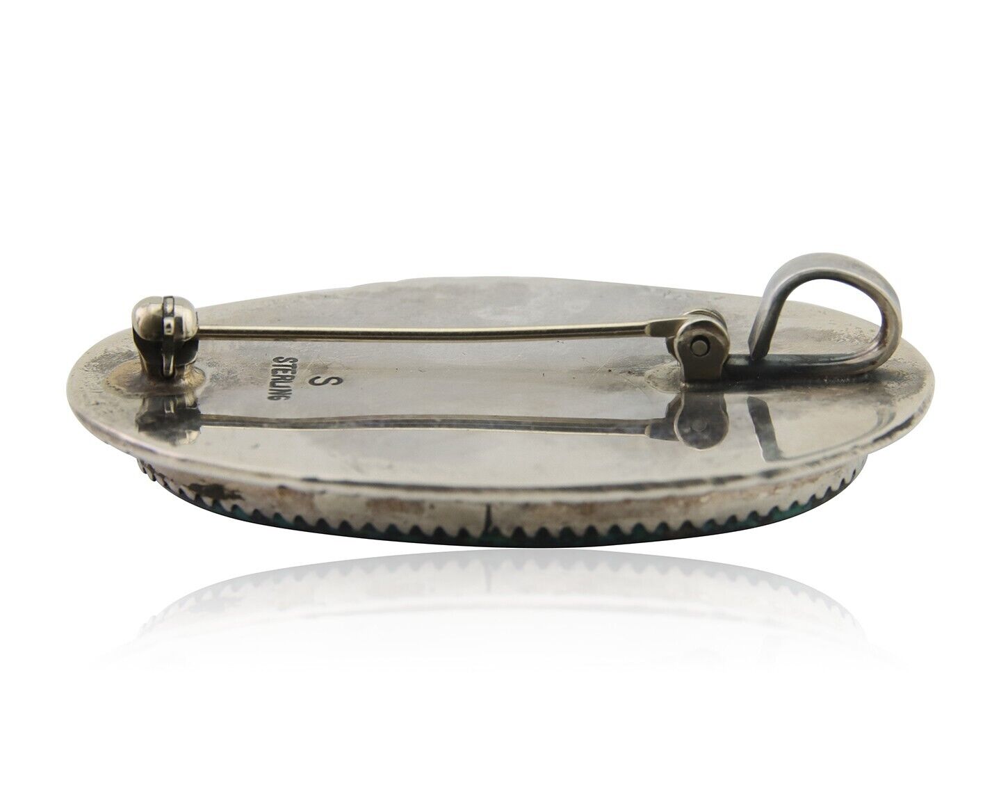 Navajo Pin Pendant 925 Silver Blue Diamond Turquoise Artist Signed S C.80's