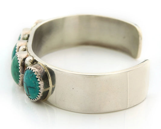 Navajo Cuff Bracelet Sterling Silver Turquoise Vintage Native Art Signed C Jones