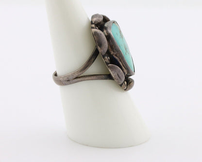 Navajo Ring 925 Silver Turquoise Artist Signed Rabbit Stick C.70's