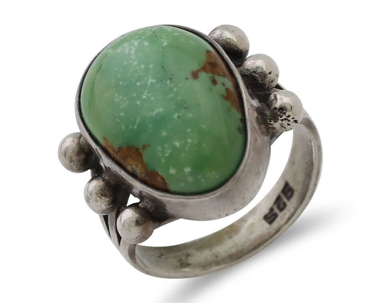 Navajo Ring 925 Silver Natural Kingman Turquoise Native American Artist C.80's