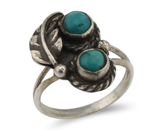 Navajo Ring 925 Silver Natural Blue Turquoise Native American Artist C.80's