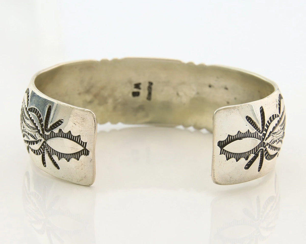 Navajo Cuff Bracelet Sterling Silver Natural Gemstone Vintage Signed WB