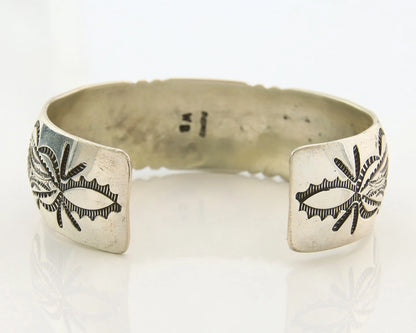 Navajo Cuff Bracelet Sterling Silver Natural Gemstone Vintage Signed WB