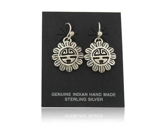 Navajo Tiwa Sun Earrings Sterling Silver Dangle Vintage Authentic