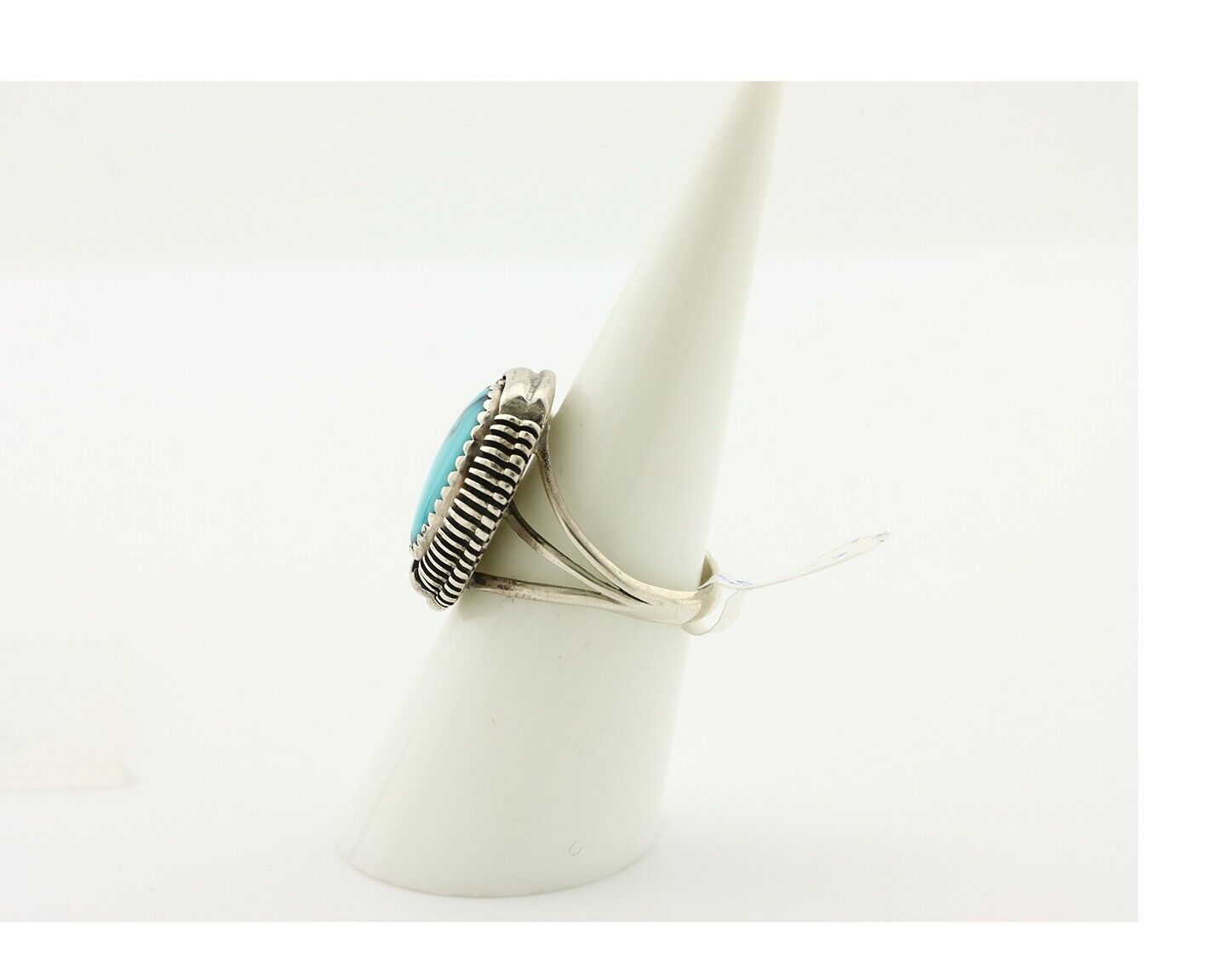 Navajo Ring 925 Silver Natural Blue Turquoise Artist Signed Larry Yazzie C.80's