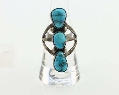 Navajo Ring 925 Silver Natural Blue Turquoise Native American Artist C.80's