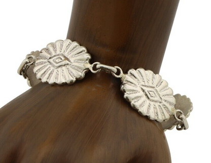 Navajo Sandcast Bracelet 925 Silver Artist Signed CM Handmade C.80's