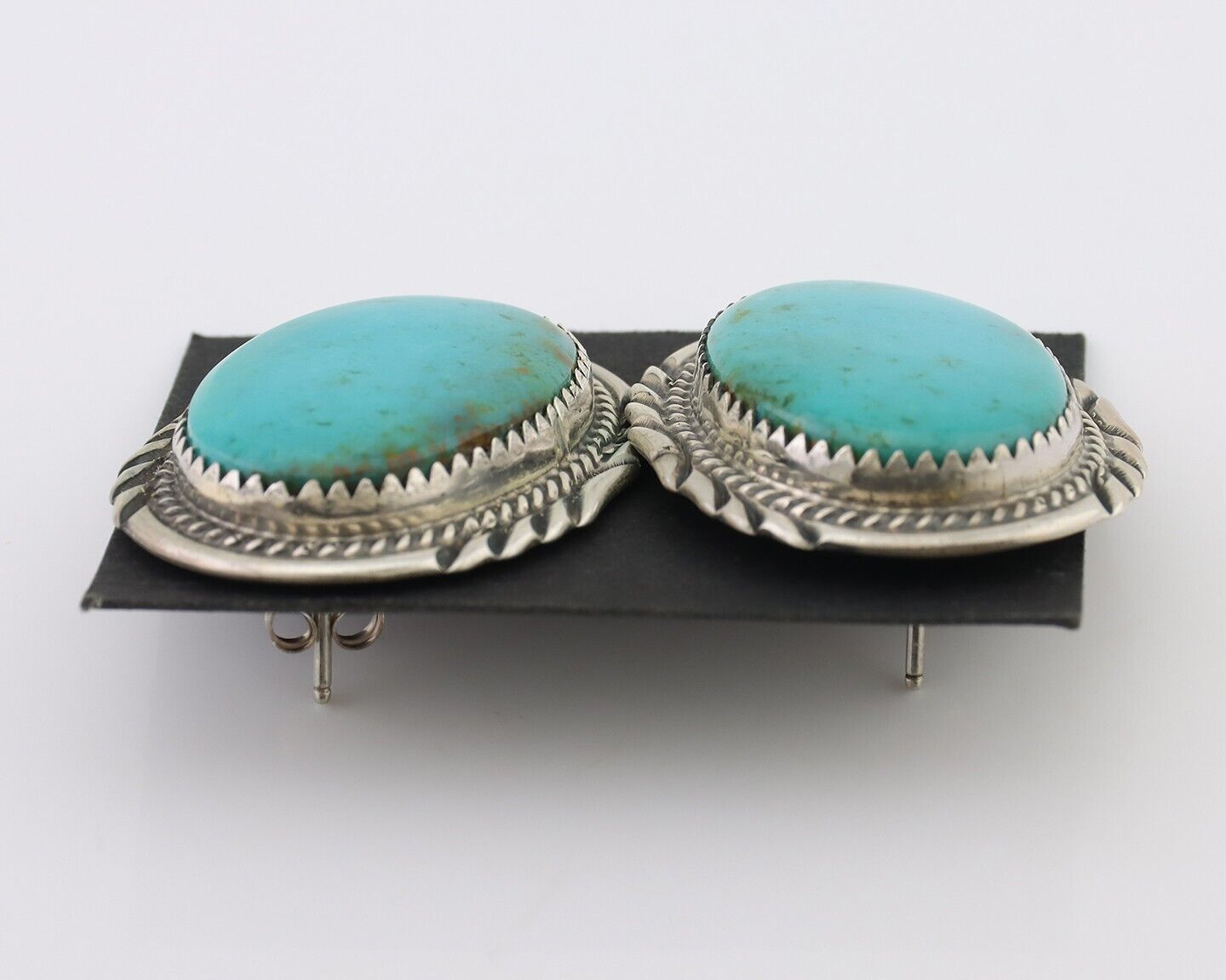 Navajo Dangle Earrings 925 Silver Kingman Turquoise Artist Signed Begay C.80's