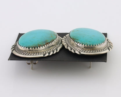 Navajo Dangle Earrings 925 Silver Kingman Turquoise Artist Signed Begay C.80's