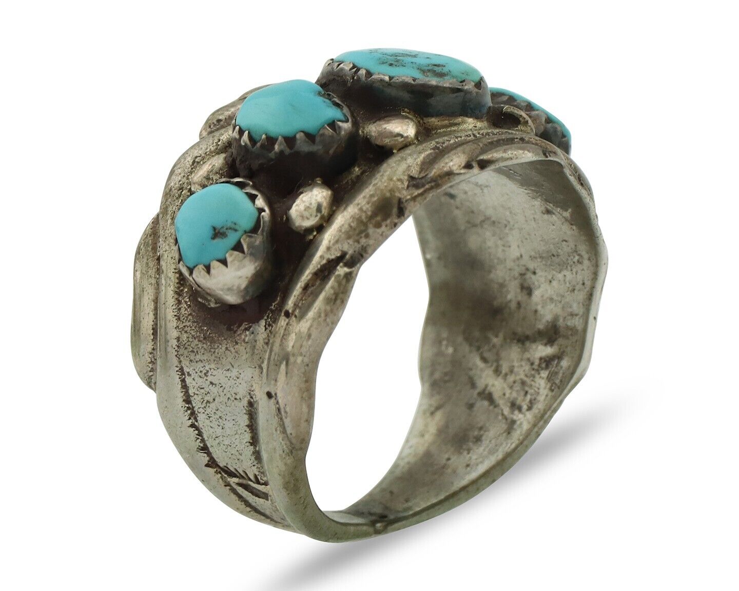 Zuni Ring .925 Silver Natural Sleeping Beauty Turquoise Native Artist C.80's