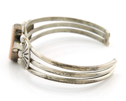 Navajo Cuff Bracelet Sterling Silver Authentic Pink Muscle Artist Signed DB