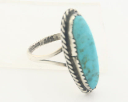Navajo Ring 925 Sterling Natural Turquoise Native Artist C.80's Size 6.75