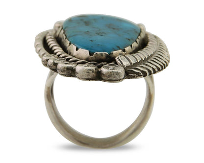 Navajo Ring 925 Sterling Silver Natural Turquoise Native American Artist C.80's