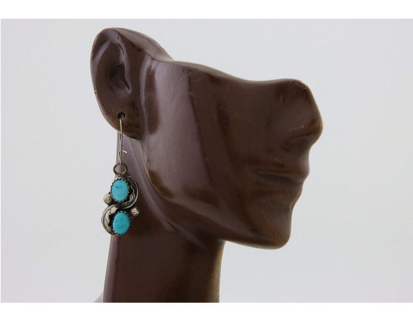 Navajo Dangle Earrings 925 Silver Natural Turquoise Native American Artist C80s