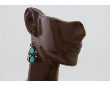 Navajo Dangle Earrings 925 Silver Natural Turquoise Native American Artist C80s