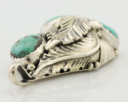 Navajo Pendant 925 Silver Natural Bisbee Turquoise Signed Tom Willeto C.80's