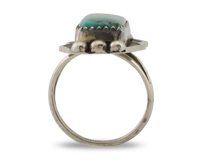 Navajo Ring .925 Silver Natural Blue Turquoise Artist Signed Doug Zachary C.80's