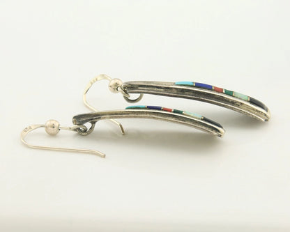 Navajo Earrings Sterling Silver Gemstones Vintage Signed EO