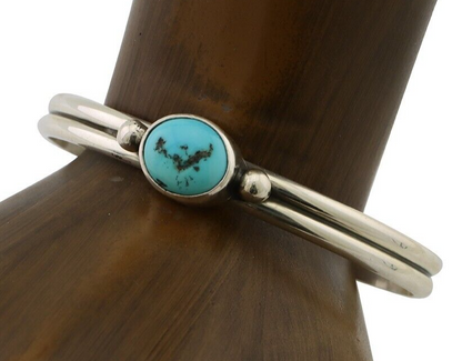 Navajo Cuff Bracelet 925 Silver Natural Blue Turquoise Native American C.80's