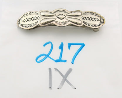 Vintage Navajo Barrette 925 Sterling Silver Hand Stamped Signed SN