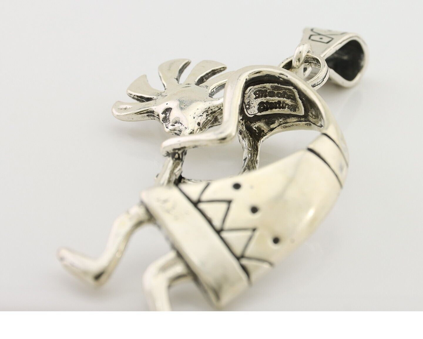 Navajo Kokopelli Pendant 925 Sterling Silver Artist Signed Masha C.80's