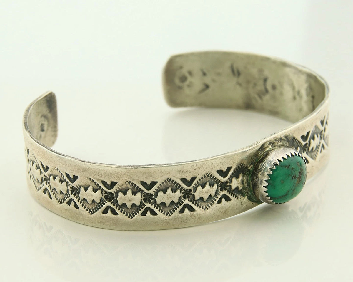 Navajo Cuff Bracelet 925 Sterling Silver Turquoise Vintage Signed Marcella James