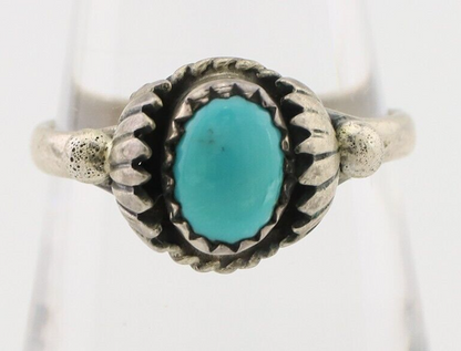 Navajo Ring 925 Silver Kingman Turquoise Native American Artist Made In 1985