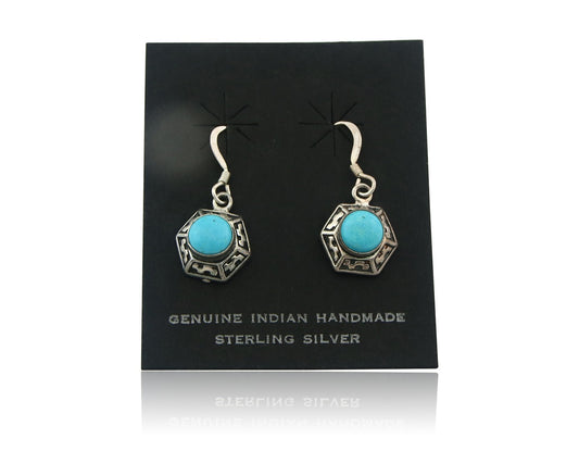 Navajo Earrings Sterling Silver Turquoise Dangle Vintage Authentic