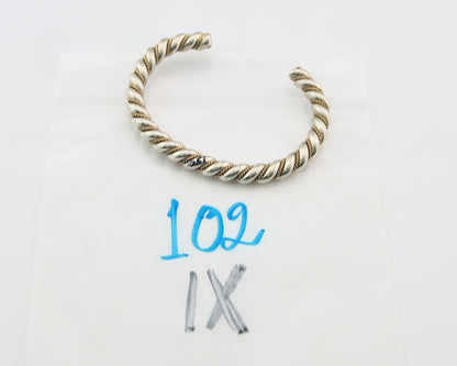 Navajo Twist Cuff Bracelet Sterling Silver Gold Authentic Vintage Native Artist