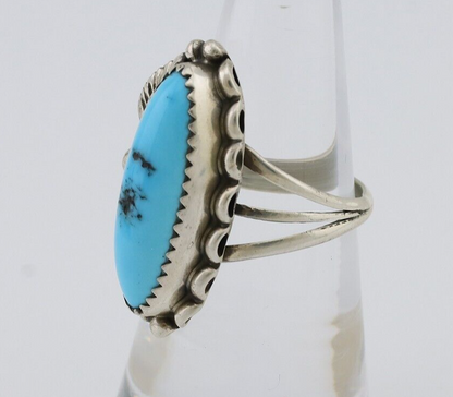 Navajo Ring 925 Silver Sleeping Beauty Turquoise Artist Signed SC C.80's