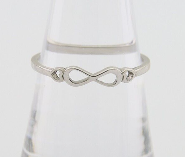 Infinity Heart Promise Ring 925 Solid Silver Size 8.0