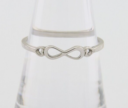 Infinity Heart Promise Ring 925 Solid Silver Size 8.0