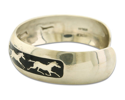 Navajo Bracelet 925 Silver Handmade Cuff Artist Signed B Webb C.80's