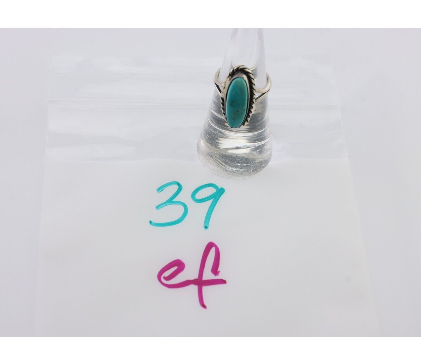Navajo Handmade Ring 925 Silver Kingman Turquoise Size 5.75 C.80's