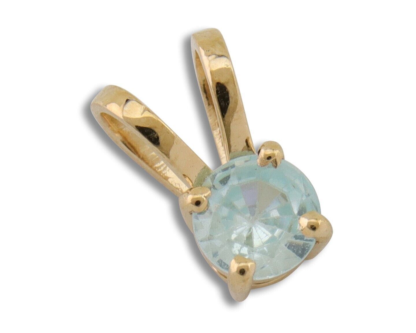 March Birthstone Pendant Set in 14k Solid Yellow Gold