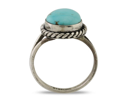 Navajo Ring 925 Silver Natural Blue Turquoise Native American Artist C.80's