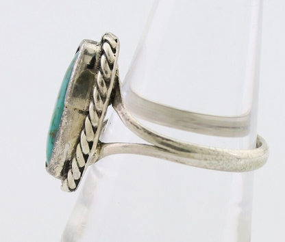 Navajo Handmade Ring 925 Silver Kingman Turquoise Size 7.75 C.80's